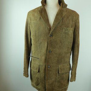 WYNN LAS VEGAS Italy BROWN SUEDE Leather zip pocket JACKET coat L